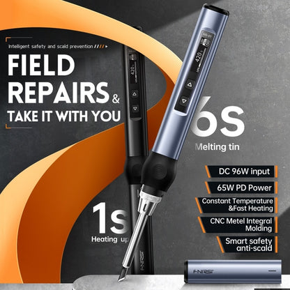 FNIRSI 9pcs/ Set Mini Soldering Station Digital Display Constant Temperature Smart Soldering Iron, Color: Black Standard 6 Heads by FNIRSI