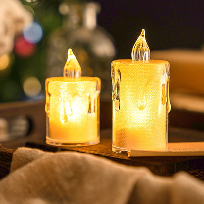 4.7x9.5cm With Base LED Transparent Glowing Candle Lights Simulation Electronic Candle - Holiday Lights by buy2fix | Online Shopping UK | buy2fix