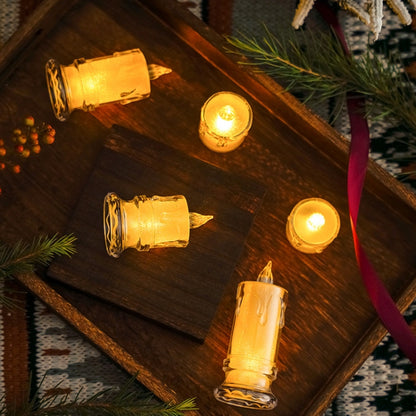 4.7x9.5cm With Base LED Transparent Glowing Candle Lights Simulation Electronic Candle - Holiday Lights by buy2fix | Online Shopping UK | buy2fix