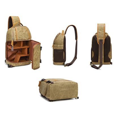 Outdoor Canvas Wear-resistant Waterproof Photography Shoulder Bag(Khaki) by buy2fix
