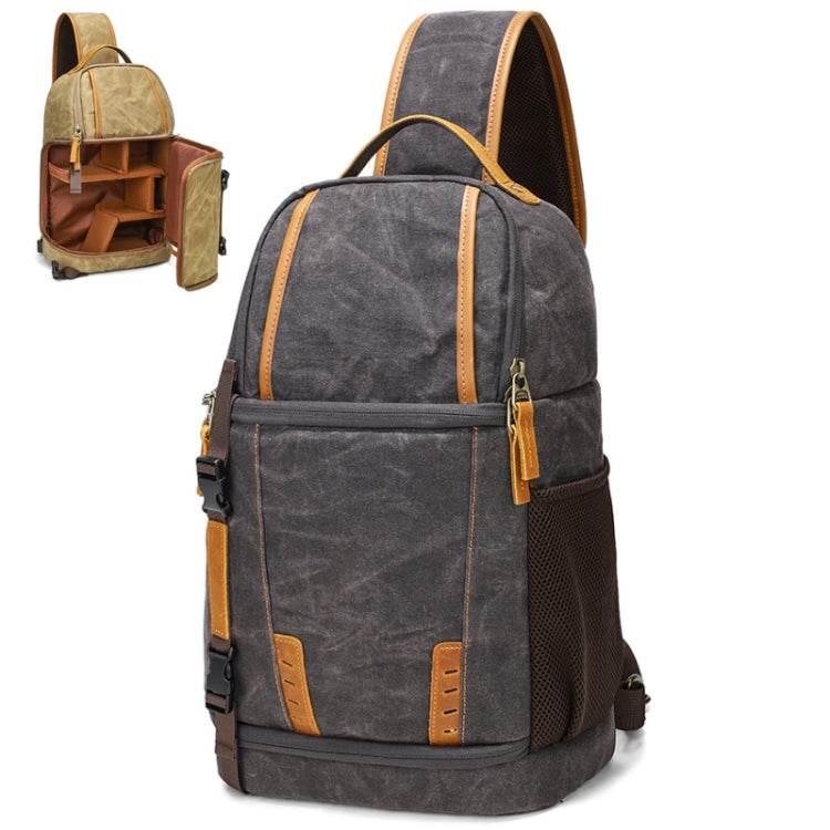 Outdoor Canvas Wear-resistant Waterproof Photography Shoulder Bag(Dark Gray) by buy2fix