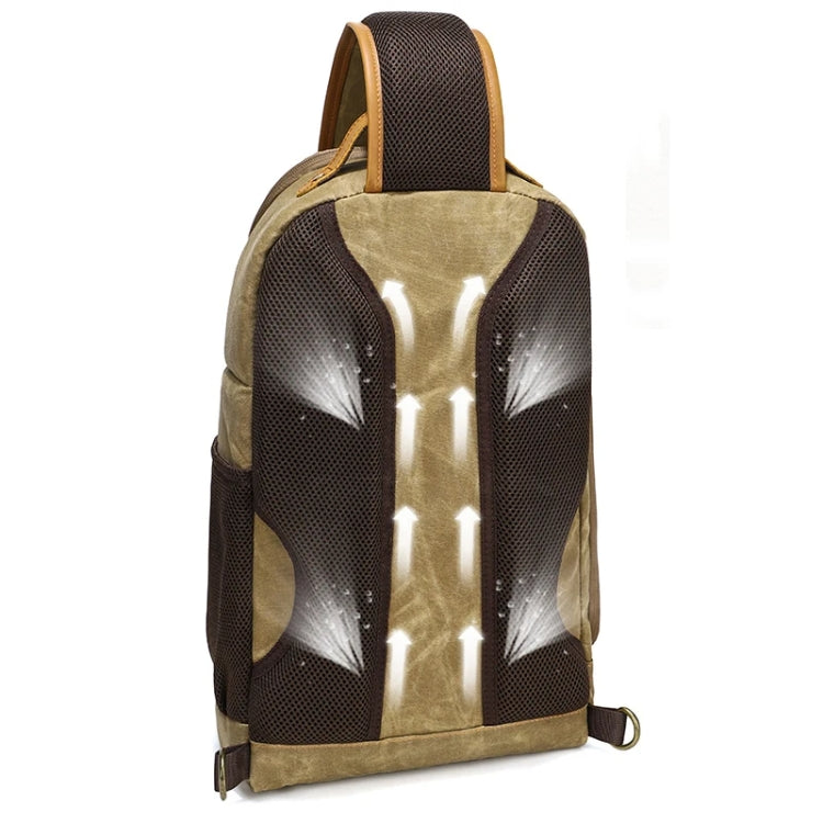 Outdoor Canvas Wear-resistant Waterproof Photography Shoulder Bag(Khaki) by buy2fix