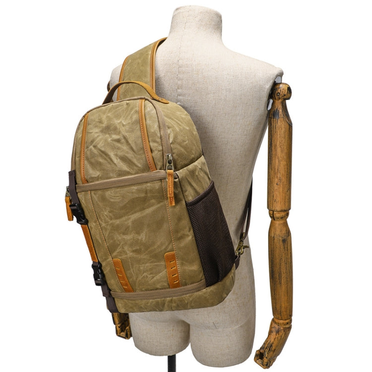 Outdoor Canvas Wear-resistant Waterproof Photography Shoulder Bag(Khaki) by buy2fix