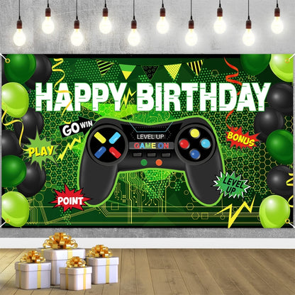 180x110cm Game Console Theme Birthday Background Birthday Party Decoration Banner(2023SRB51) by buy2fix
