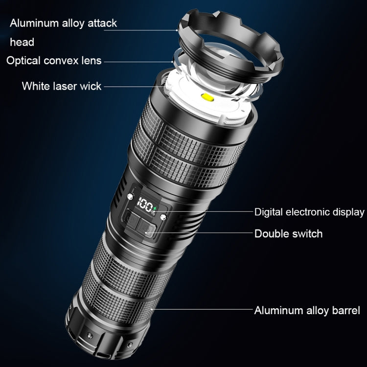 X9 Outdoor White Laser Digital Display Zoom Flashlight Long Range Lighting Flashlight(without Batteries) - LED Flashlight by buy2fix | Online Shopping UK | buy2fix