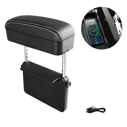Car Wireless Charging Armrest Box Multifunctional Seat Crack Storage Box, Color: Black White Line by buy2fix