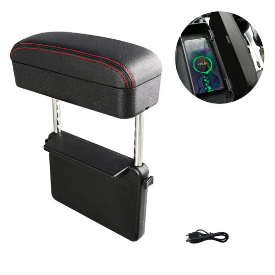 Car Wireless Charging Armrest Box Multifunctional Seat Crack Storage Box, Color: Black Red Line