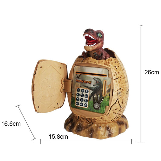 16.6 x 15.8 x 26cm Fingerprint Dinosaur Egg Password Money Bank Kids Toys Gifts Tyrannosaurus Rex Savings Jar(Brown) - Piggy Banks by buy2fix | Online Shopping UK | buy2fix