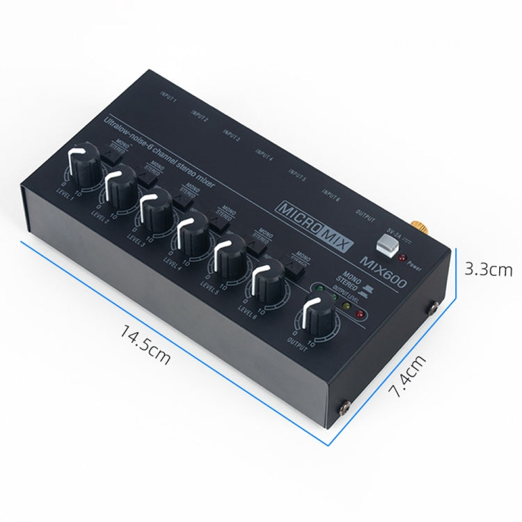Ultra-Compact Low-Noise 6 Channel Stereo Audio Mixer, US Plug(MIX600) - Live Sound Effects Processors by buy2fix | Online Shopping UK | buy2fix