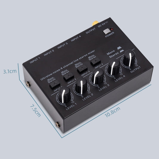Ultra-compact 4 Channel Stereo Sound Low-noise Mixer For Recording Live Broadcasting, US Plug(MAX400) - Live Sound Effects Processors by buy2fix | Online Shopping UK | buy2fix