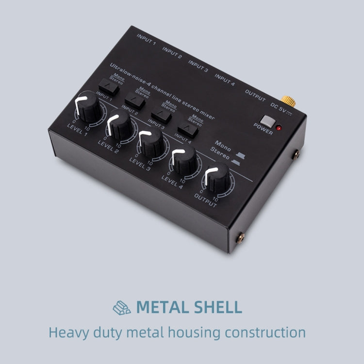 Ultra-compact 4 Channel Stereo Sound Low-noise Mixer For Recording Live Broadcasting, US Plug(MAX400) - Live Sound Effects Processors by buy2fix | Online Shopping UK | buy2fix