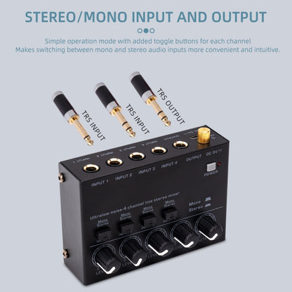Ultra-compact 4 Channel Stereo Sound Low-noise Mixer For Recording Live Broadcasting, US Plug(MAX400) - Live Sound Effects Processors by buy2fix | Online Shopping UK | buy2fix