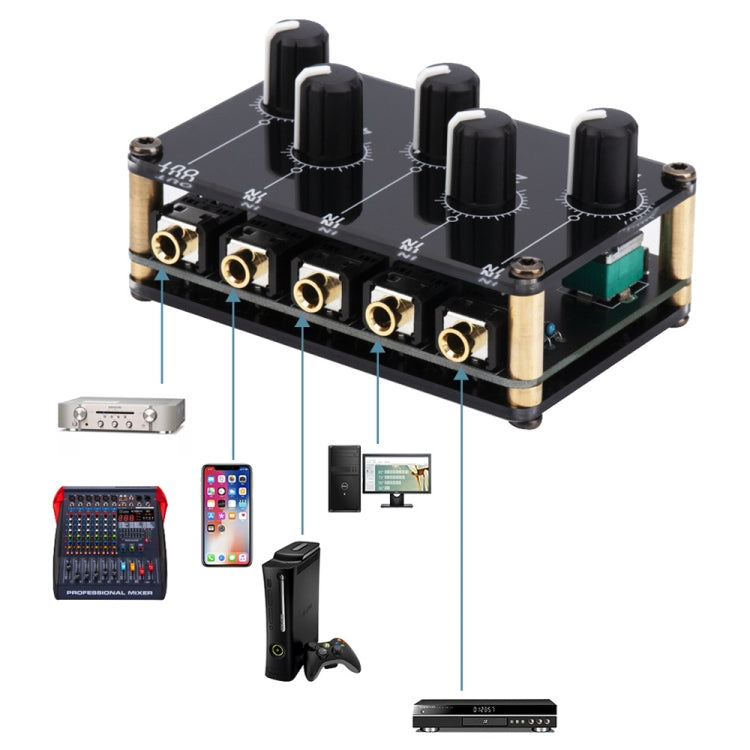 Portable 4-Way Stereo Line Passive Mixer Console(TX400) - Live Sound Effects Processors by buy2fix | Online Shopping UK | buy2fix