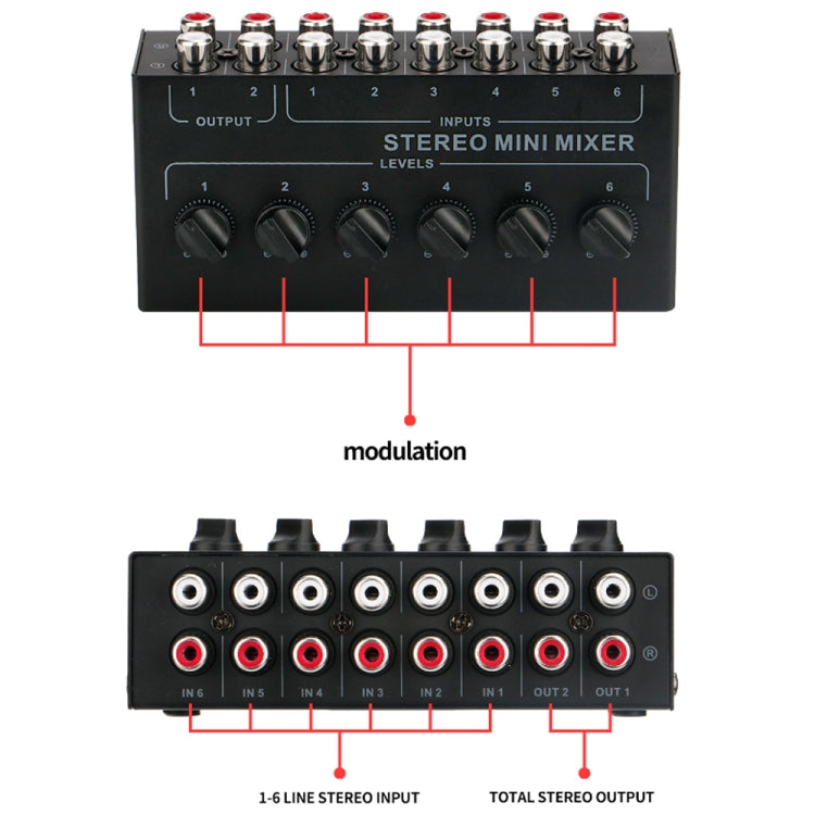 Audio Stereo Hub 6-Channel Passive Mixer Controller(CX600) - Live Sound Effects Processors by buy2fix | Online Shopping UK | buy2fix