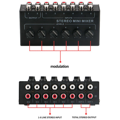 Audio Stereo Hub 6-Channel Passive Mixer Controller(CX600) - Live Sound Effects Processors by buy2fix | Online Shopping UK | buy2fix