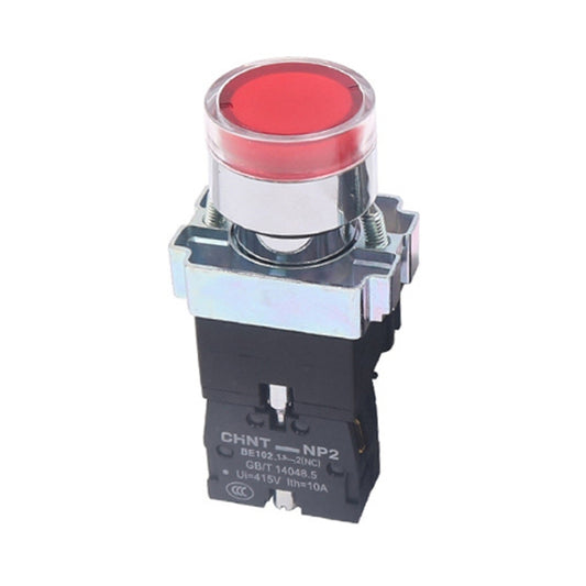 CHINT NP2-BW3463/24V 2 NO Pushbutton Switches With LED Light Silver Alloy Contact Push Button (Red) - Car Switches by buy2fix | Online Shopping UK | buy2fix