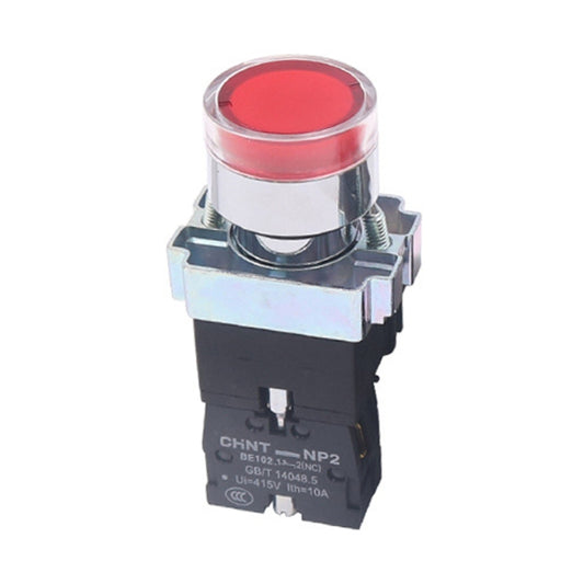 CHINT NP2-BW3463/220V 2 NO Pushbutton Switches With LED Light Silver Alloy Contact Push Button (Red) - Car Switches by buy2fix | Online Shopping UK | buy2fix