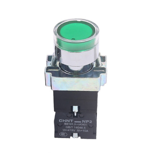 CHINT NP2-BW3361/220V 1 NO Pushbutton Switches With LED Light Silver Alloy Contact Push Button (Green) - Car Switches by buy2fix | Online Shopping UK | buy2fix