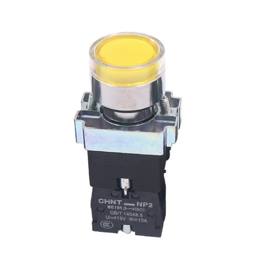 CHINT NP2-BW3561/24V 1 NO Pushbutton Switches With LED Light Silver Alloy Contact Push Button (Yellow) - Car Switches by buy2fix | Online Shopping UK | buy2fix