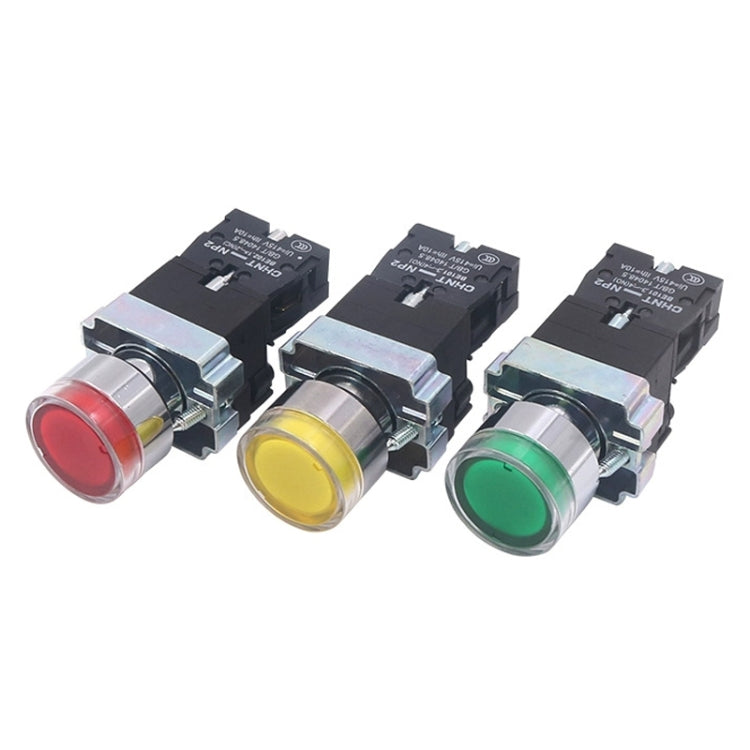 CHINT NP2-BW3362/220V 1 NC Pushbutton Switches With LED Light Silver Alloy Contact Push Button (Green) - Car Switches by buy2fix | Online Shopping UK | buy2fix