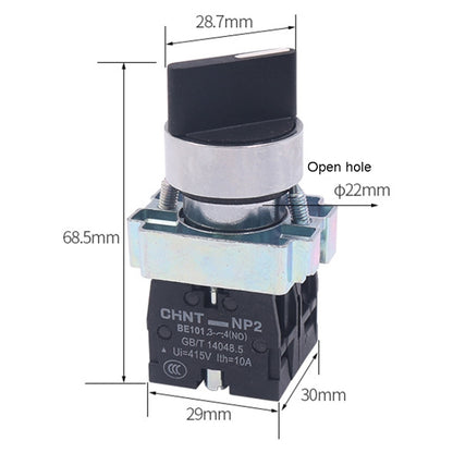 CHINT NP2-BD53 3 Gear Self-resetting 2NO Power Transfer Switch Short Handle Master Knob 22mm - Car Switches by CHINT | Online Shopping UK | buy2fix