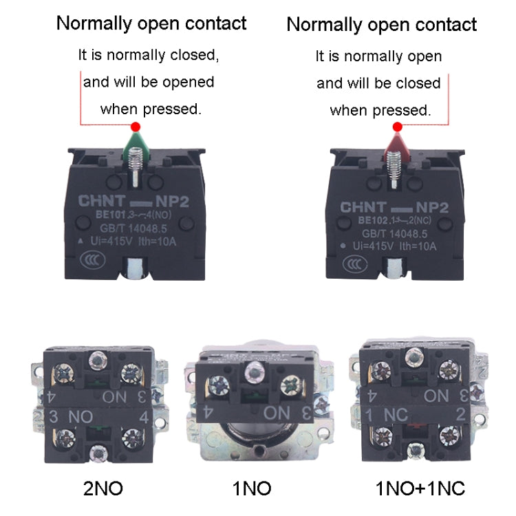 CHINT NP2-BD25 2 Gear Self-locking 1NO+1NC Power Transfer Switch Short Handle Master Knob 22mm - Car Switches by CHINT | Online Shopping UK | buy2fix