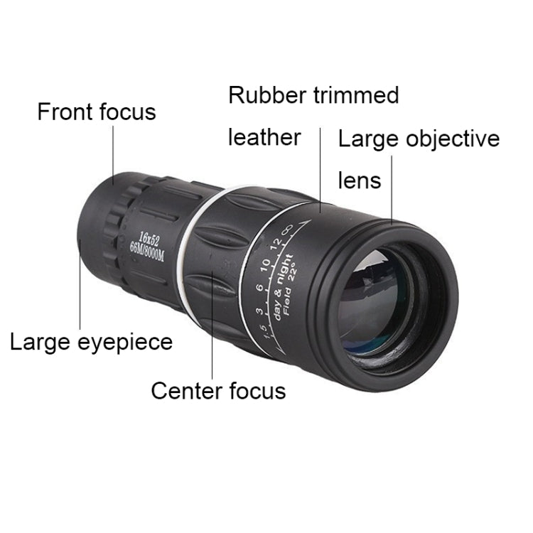 16x52 High Definition Outdoor Bird Viewing Monocular Telescope, Spec: Prism Simple by buy2fix