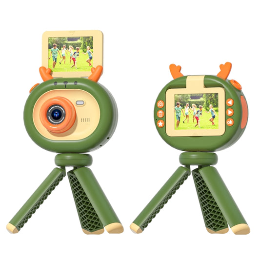 S2 2.4-Inch 180-Degree Flip-Screen 1080P HD Cartoon Children Digital Camera With Stand(Dark Green) - Children Cameras by buy2fix | Online Shopping UK | buy2fix