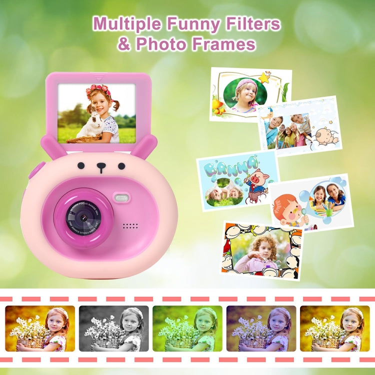 S2 2.4-Inch 180-Degree Flip-Screen 1080P HD Cartoon Children Digital Camera With Stand(Dark Green) - Children Cameras by buy2fix | Online Shopping UK | buy2fix