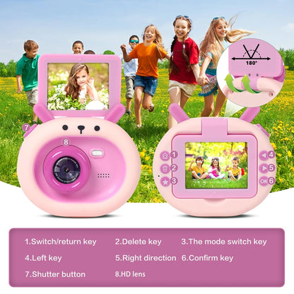 S2 2.4-Inch 180-Degree Flip-Screen 1080P HD Cartoon Children Digital Camera With Stand(Dark Green) - Children Cameras by buy2fix | Online Shopping UK | buy2fix