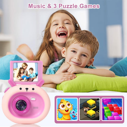 S2 2.4-Inch 180-Degree Flip-Screen 1080P HD Cartoon Children Digital Camera With Stand(Dark Green) - Children Cameras by buy2fix | Online Shopping UK | buy2fix