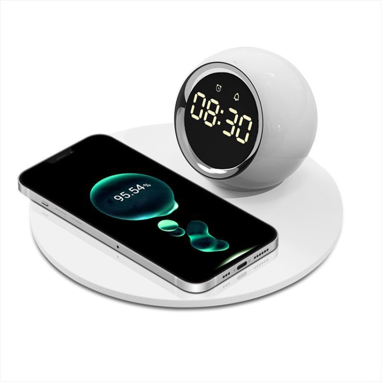 K22T 15W Multifunctional Rotatable Clock Night Light Wireless Fast Charger, Color: White by buy2fix