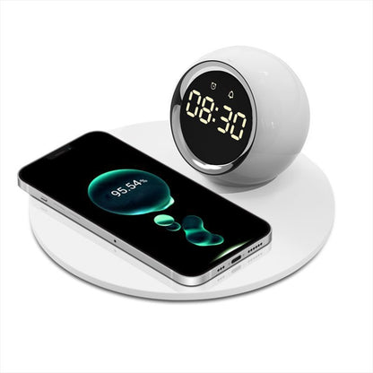 K22T 15W Multifunctional Rotatable Clock Night Light Wireless Fast Charger, Color: White by buy2fix