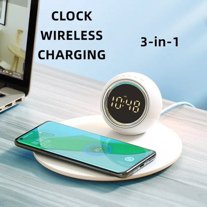 K22T 15W Multifunctional Rotatable Clock Night Light Wireless Fast Charger, Color: Wheat-color by buy2fix