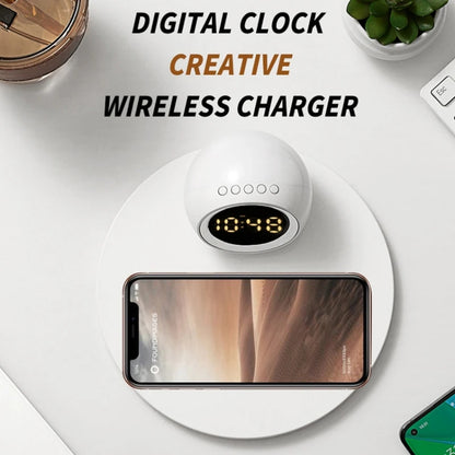 K22T 15W Multifunctional Rotatable Clock Night Light Wireless Fast Charger, Color: White by buy2fix