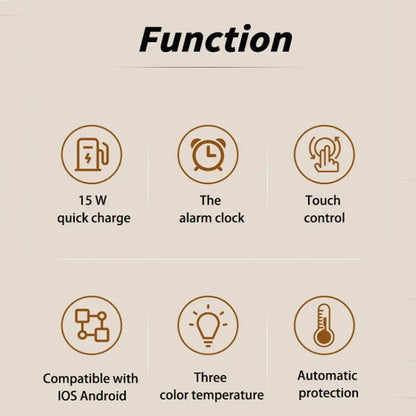 K22T 15W Multifunctional Rotatable Clock Night Light Wireless Fast Charger, Color: White by buy2fix