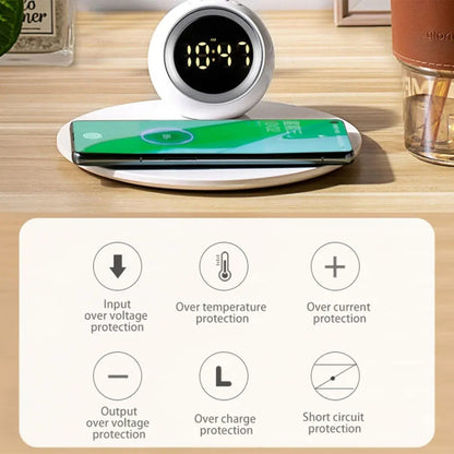 K22T 15W Multifunctional Rotatable Clock Night Light Wireless Fast Charger, Color: Wheat-color by buy2fix