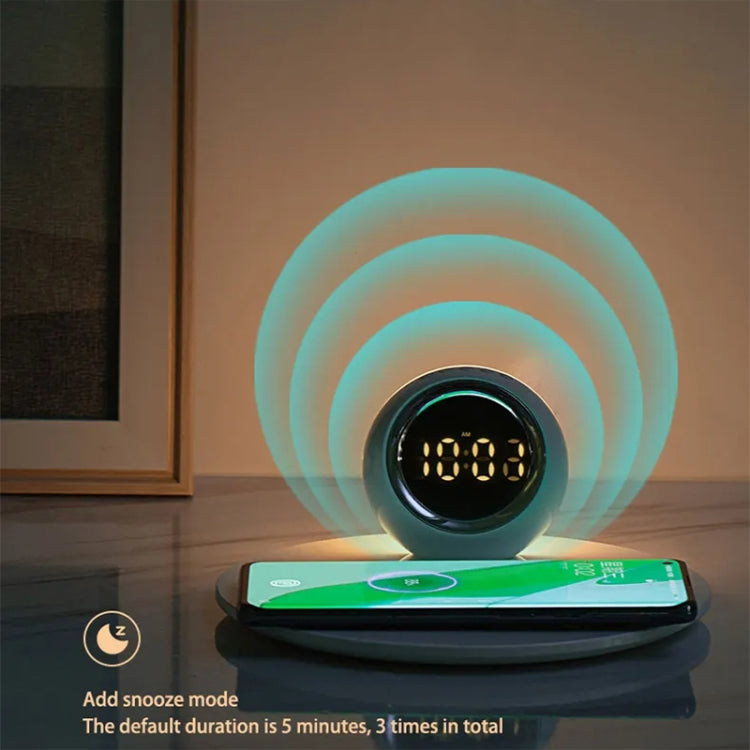 K22T 15W Multifunctional Rotatable Clock Night Light Wireless Fast Charger, Color: Wheat-color by buy2fix