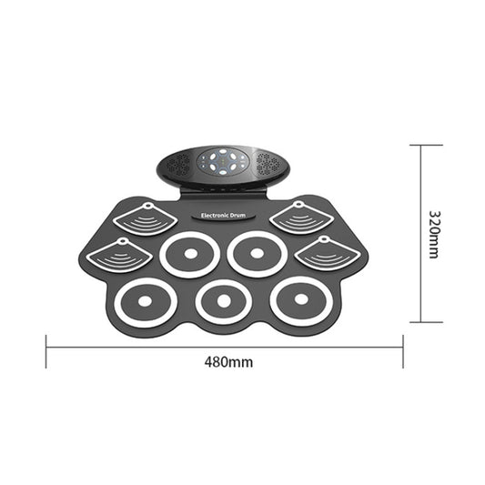 W362 Silicone Double Horn Hand-Rolled Drums Foot Pedal Percussion 7 Drum Kits Electronic Drums - Percussion Accessories by buy2fix | Online Shopping UK | buy2fix