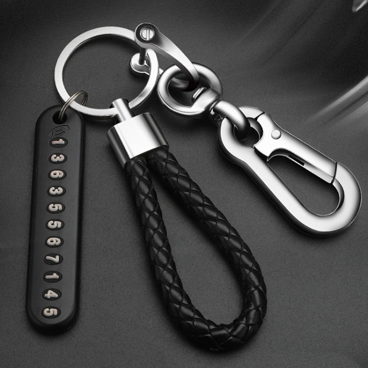 Car Key Anti Lost Woven Lanyard Pendant Keychain Cell Phone Number Plate(8 Horseshoe Buckle+Hand Strap+Number Card) by buy2fix