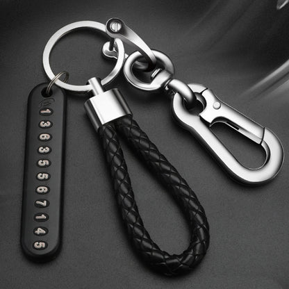 Car Key Anti Lost Woven Lanyard Pendant Keychain Cell Phone Number Plate(8 Horseshoe Buckle+Hand Strap+Number Card) by buy2fix