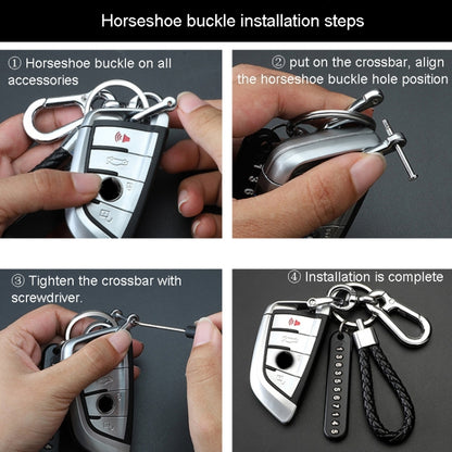 Car Key Anti Lost Woven Lanyard Pendant Keychain Cell Phone Number Plate(8 Horseshoe Buckle+Hand Strap+Number Card) by buy2fix