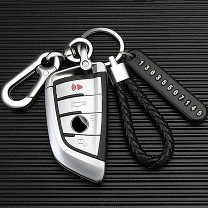 Car Key Anti Lost Woven Lanyard Pendant Keychain Cell Phone Number Plate(8 Horseshoe Buckle+Hand Strap+Number Card) by buy2fix