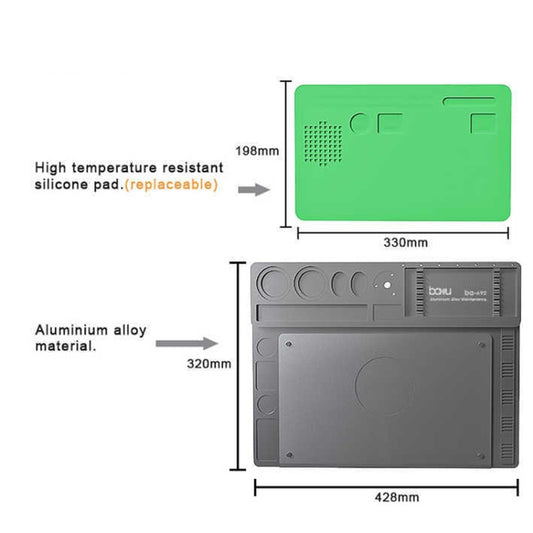 BAKU BA-692  2 In 1 Microscope Maintenance Insulation Pad Aluminum Alloy Silicone Work Mat(Black+Green) - Working Mat by BAKU | Online Shopping UK | buy2fix