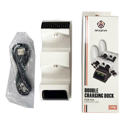 For PS4 Slim / Pro Gamepad Docking Charger Controller Dual Charger With Display Lights(White) - Charger & Power by buy2fix | Online Shopping UK | buy2fix