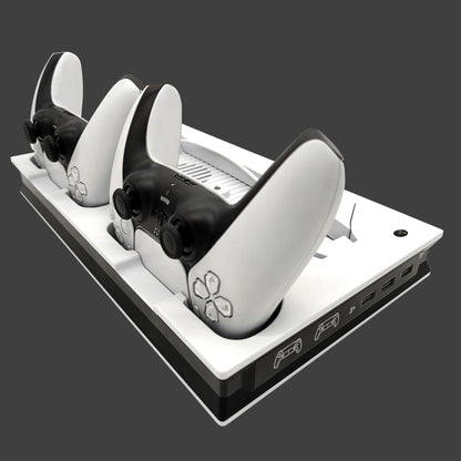For PS5 Digital / Optical Drive Console Cooling Fan Controller Charging Base With Light Dock Stand(White) - Charger & Power by buy2fix | Online Shopping UK | buy2fix