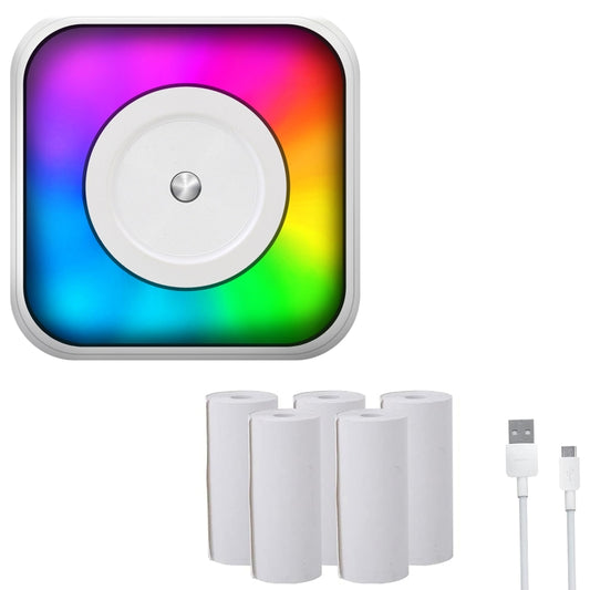 RGB Light Portable Mini Bluetooth Printer Inkless Document Label Printer with 5-Rolls Paper - Receipt Printers by buy2fix | Online Shopping UK | buy2fix