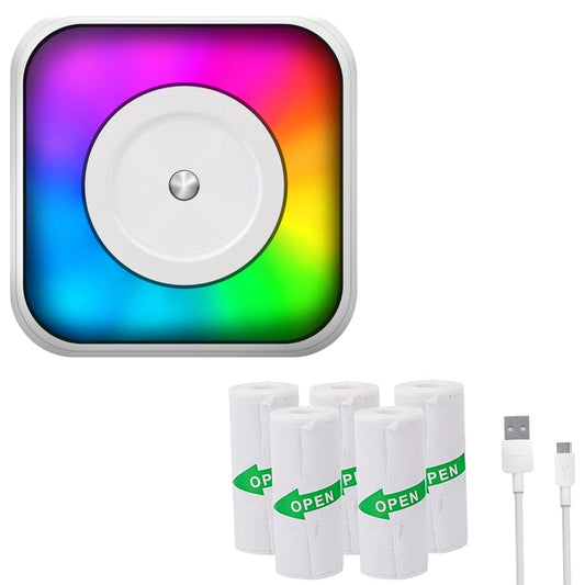 RGB Light Portable Mini Bluetooth Printer Inkless Document Label Printer with 5-Rolls Stickers - Receipt Printers by buy2fix | Online Shopping UK | buy2fix