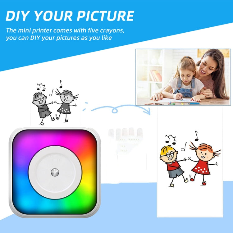 RGB Light Portable Mini Bluetooth Printer Inkless Document Label Printer with 5 Paper+5 Stickers+3 Color Paper - Receipt Printers by buy2fix | Online Shopping UK | buy2fix