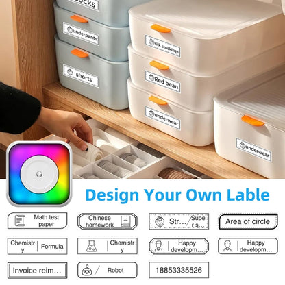 RGB Light Portable Mini Bluetooth Printer Inkless Document Label Printer with 5 Paper+5 Stickers+3 Color Paper - Receipt Printers by buy2fix | Online Shopping UK | buy2fix